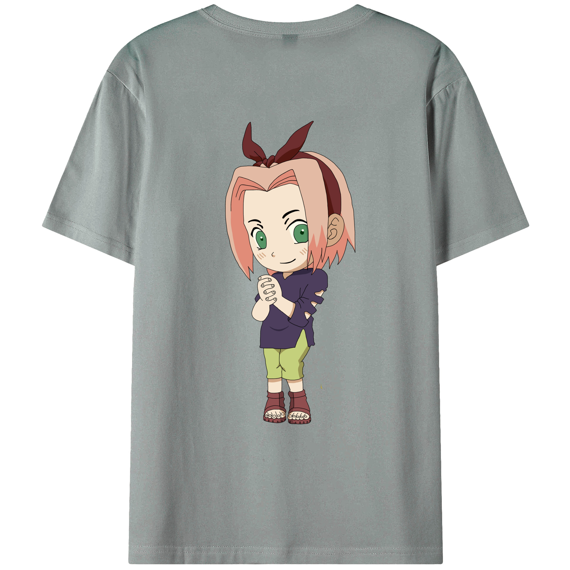（画像用） NARUTO -ナルト- 春野サクラ Haruno Sakura 綿100％ メンズ半袖Tシャツ（バックプリント） 通気性